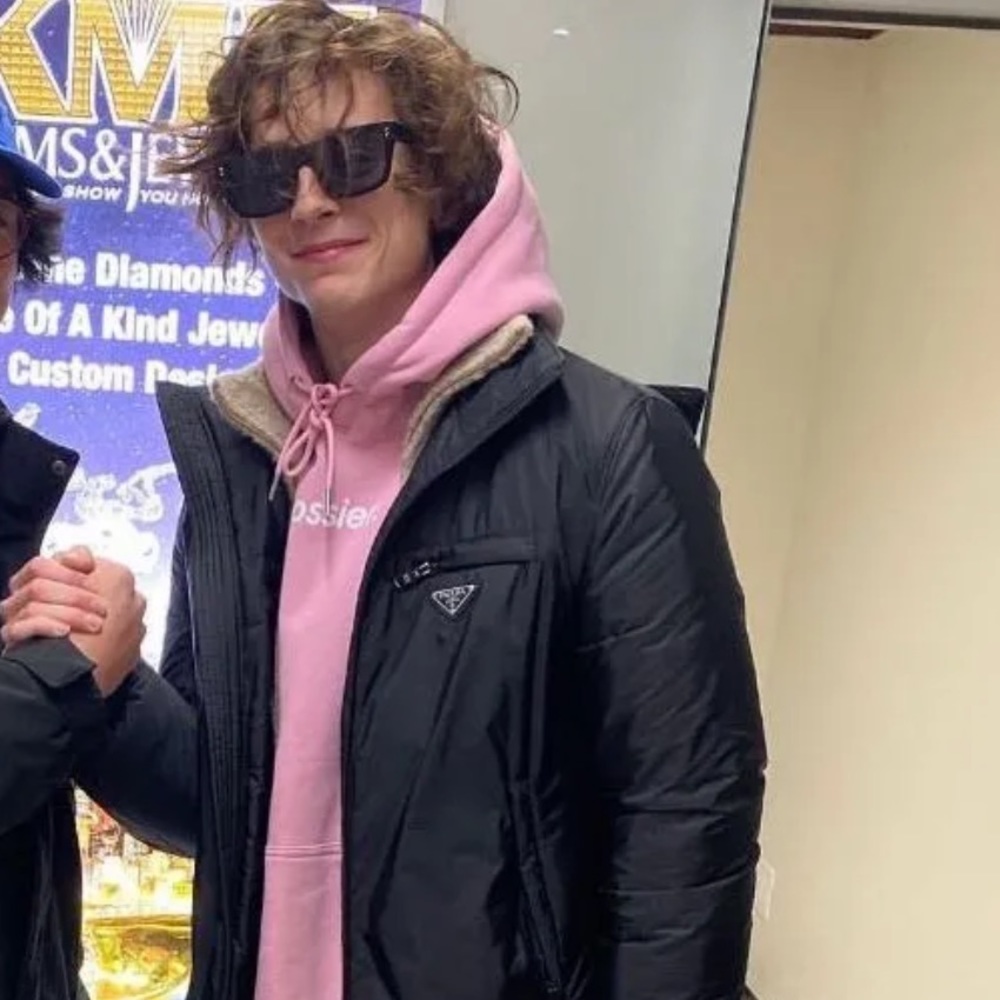 Glossier pink hoodie